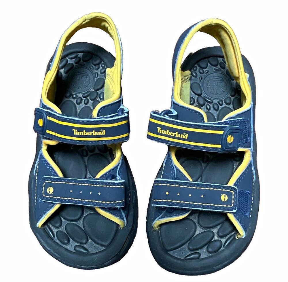 Timberland Wakeby Strappy Sandal Kids 12M Blue/Orange Hook & Loop Adjustable